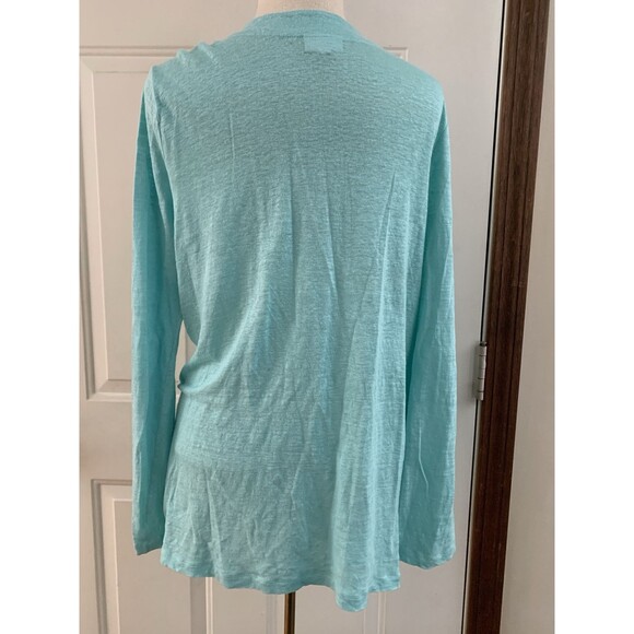 J. Jill Love Linen Open Front Cardigan Womens Size Small Green Long Sleeve - Picture 2 of 7